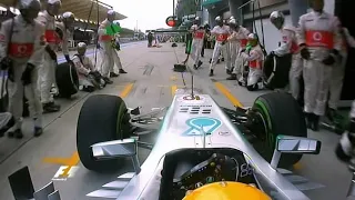 Lewis Hamilton Going Into The Wrong Pit Box