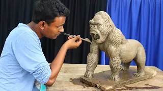 Angry Gorilla making with clay | big size gorilla clay modelling | clay art gorilla