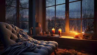 Cozy Room Ambience ☕ Calming Piano Jazz Music with Rain For Deep Study & Focus Vol.20
