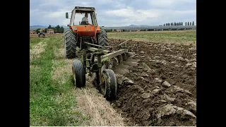 Trattore Fiat 1300 dt + aratro penta John Deere // 1975 Fiat 1300dt plowing. OLD SCHOOL POWERRR!