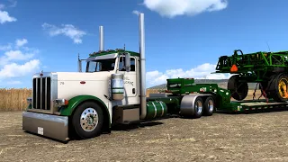 Peterbilt 379 - (Hauling Huge John Deere Sprayer) - American Truck Simulator