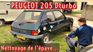 BARN FIND PEUGEOT 205 dturbo : nettoyage de l’épave !!