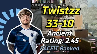 Twistzz 33Kills POV w/YEKINDAR VOICE COMMS (Ancient) | Apr 24, 2024 #cs2 #pov