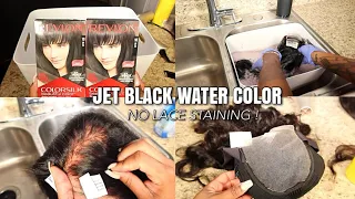 HOW TO DYE WIG JET BLACK IN 10 MINUTES | No Staining !