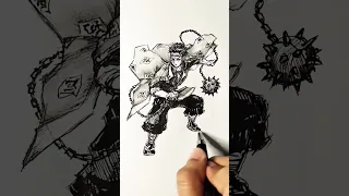 Speed drawing Stone Hashira Gyomei 😳 #shorts #anime #drawing #demonslayer