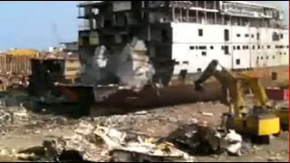 Ship Wrecking - How It's Done - Time lapse of dismantling of a ship