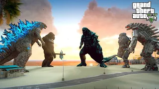 Godzilla Earth vs Godzilla, Mechagodzilla, Kong, and Mechani-Kong | GTA V Mods