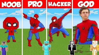 SPIDER MAN STATUE HOUSE BUILD CHALLENGE - Minecraft Battle: NOOB vs PRO vs HACKER vs GOD / Animation