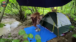 camping diguyur hujan deras siang dan malam. berburu siput buat bertahan hidup