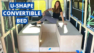 U-Shape Convertible Bed | Ram ProMaster Van Build Series | Van Life | Solo Female Traveler