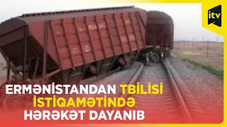 Ermənistanda yük qatarı relsdən çıxıb