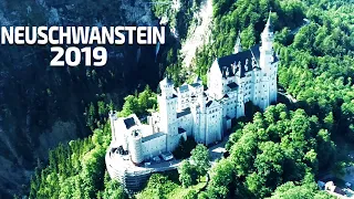 Neuschwanstein castle in Germany. Aerial 4K drone video. Ultra HD