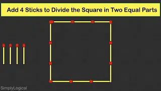 Add 4 Sticks to Divide the Square in Two Equal Parts || Matchstick Puzzles