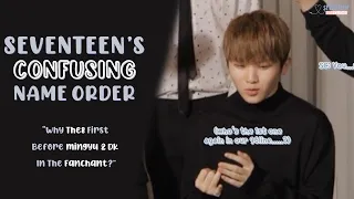 [ENG SUB] The ever confusing Seventeen's names order (aka Why The8 first and not DK in 97line)