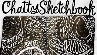 Chatty Sketchbook - Paint Pen Sketchbook - Mushroom Drawing with White Paint Pen - Kathy Weller Art