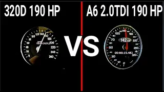 BMW 320d 190 hp vs  Audi a6 2.0 tdi 190 hp DragRace Sound 0 250 km/h