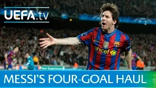 Messi scores four goals - Barcelona v Arsenal in 2010