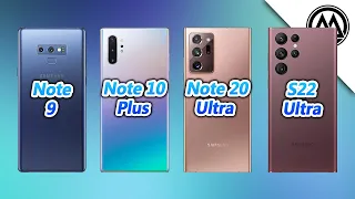 Samsung Galaxy Note 9 vs Samsung Galaxy Note 10 Plus vs Samsung Note 20 Ultra vs Samsung S22 Ultra