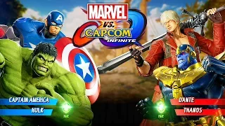 Marvel vs Capcom: Infinite - Hulk/Captain America vs Dante/Thanos Gameplay @ (60ᶠᵖˢ) HD ✔
