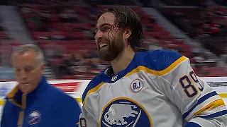 Alex Tuch Bloodied After Dropping The Gloves With Brady Tkachuk