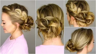 French Braid into Messy Bun