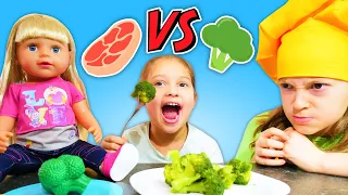 Selín intenta ser vegetariana. Vídeos de juguetes. Vídeos para niñas y niños