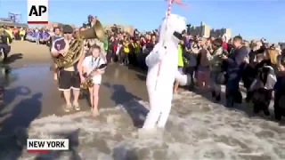 Hundreds at Coney Island Polar Bear plunge