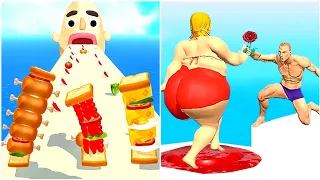 Sandwich Runner, Squeezy girl 3D All Levels Gameplay Walkthrough Android Mobile Games