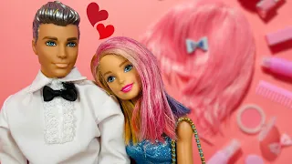 Barbie Girl Hair Salon for Rainbow 🌈 Hair! New Haircut Makeover | Dating with Ken