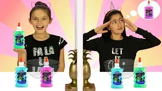 Twin Telepathy Slime Challenge!! |3 Color Slime| Sis vs Sis