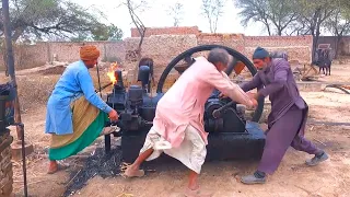 100 years starting old black ruston engine || ruston hornsby engine || Beautiful Culture of Punjab