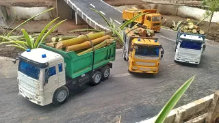 Dump truk HINO 500 Gak kuat nanjak Muatan Berat Di Jalan Ekstrim, RC Truk Muat Bambu, Dump Truck RC