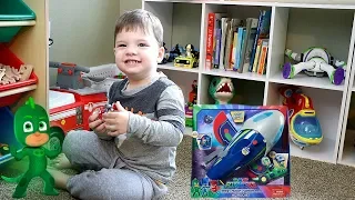 Caleb's TOY ROOM Tour + PJ MASKS Super Moon Adventure HQ Rocket Unboxing in Playroom