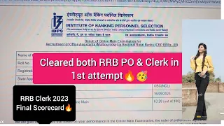 💯Selected in both RRB PO & CLERK🥳🎯My RRB clerk 2023 Final Scorecard🔥#rrb #rrbclerk #rrbpo #result