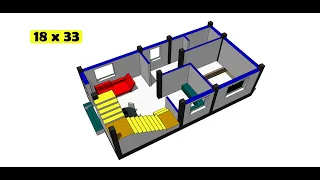 18 x 33 small village house plans design II 594 sqft ghar ka naksha II 18 x 33 home design