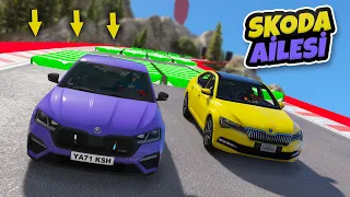 Skoda Ailesi Arabalar Hızlandırıcılı Parkurda Yarışıyor - GTA 5