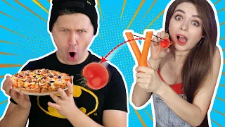 ПИЦЦА ЧЕЛЛЕНДЖ с РОГАТКОЙ! Выбей себе ингредиент! 🐞 Эльфинка