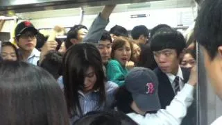 Overcrowded Subway after Seoul International Fireworks Festival 2012