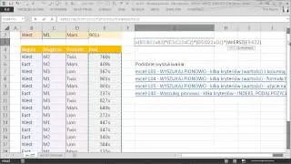 excel-227 - Wyszukaj pionowo - kilka kryteriów - INDEKS, WIERSZ, SUMA.ILOCZYNÓW