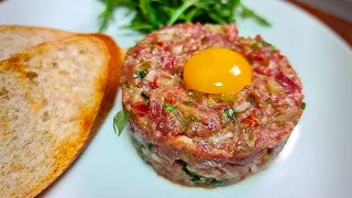 Тартар из говядины | Французская закуска из сырого мяса