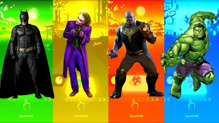 Batman 🆚 Joker 🆚 Thanos 🆚 Hulk | DC Heroes 🆚 Marvel Heroes | Tiles Hop Fun Ball