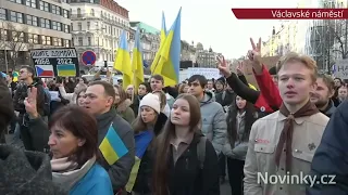 Ukrainian Anthem sung at the Prague demonstration in support of Ukraine