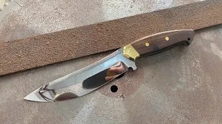 Making a forestry knife from a piece of rusted steel