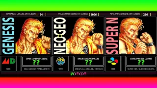 Simultaneous Colors of Art of Fighting (Sega Genesis vs Arcade vs SNES) Color Comparison | VCDECIDE