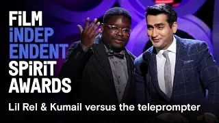 Lil Rel Howery & Kumail Nanjiani vs. teleprompter | 2018 Film Independent Spirit Awards