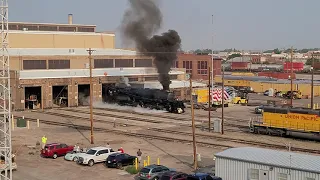 Union Pacific 4014 Big Boy departing the Steam Shop in Cheyenne for the 2021 tour.