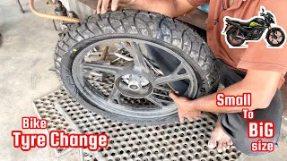 Bike Tyre Change small size to Big size sp 125
