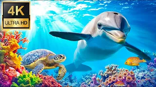 4K Beautiful Underwater Wonders With Relaxing Music For Stress Relief And Sleep - Coral Reefs, Fish