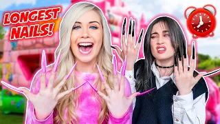 WEARING SUPER LONG ACRYLIC NAILS WITH MY BEST FRIEND FOR 24 HOURS!