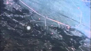 The town of Kyushu, Japan is strafed by US Army Air Force planes during World War...HD Stock Footage